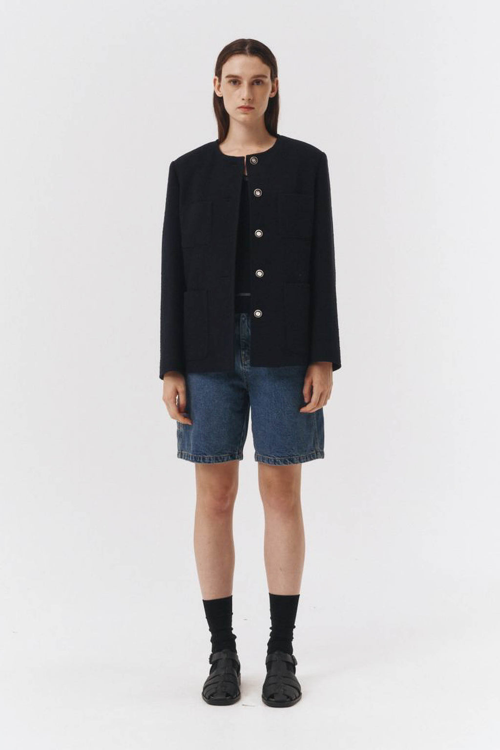 Klassische Tweed Jacke Diana in french navy | DUNST