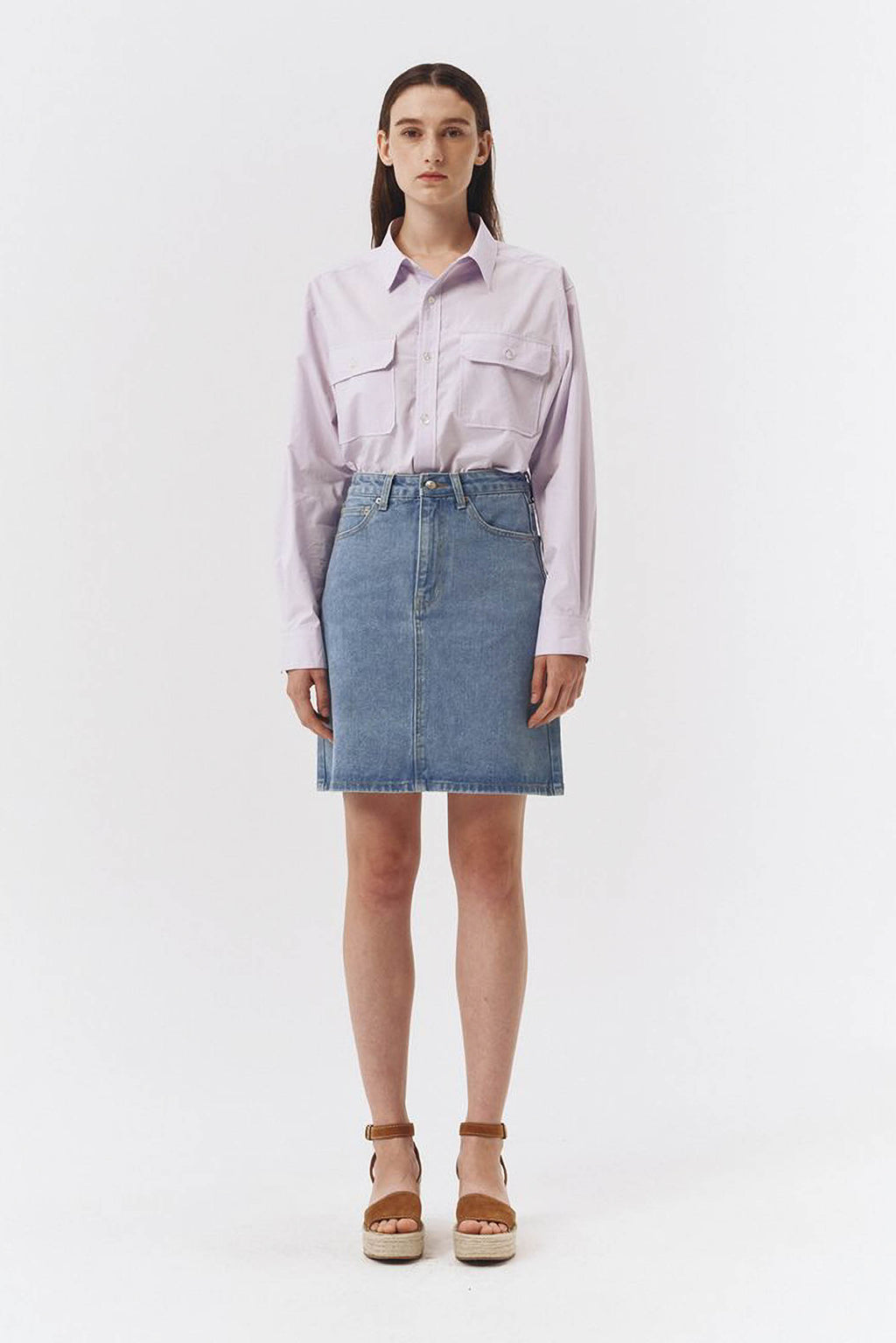 Midi Denim Skirt - classic blue