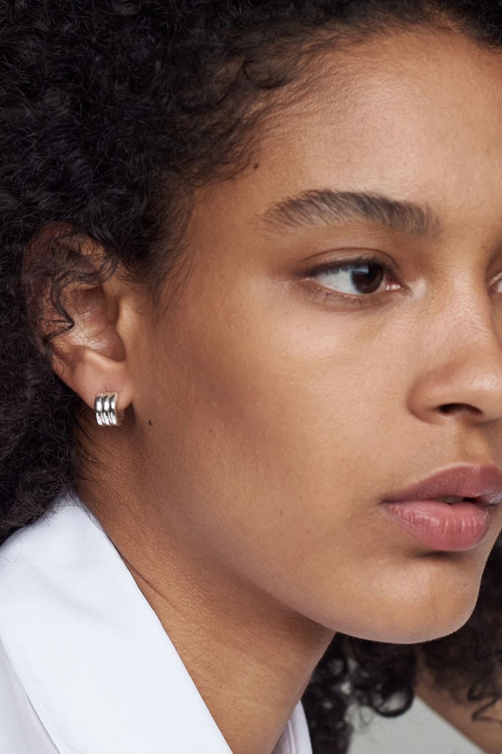 AGMES - Mini Tripple Ridge Hoops - Sterling Silver