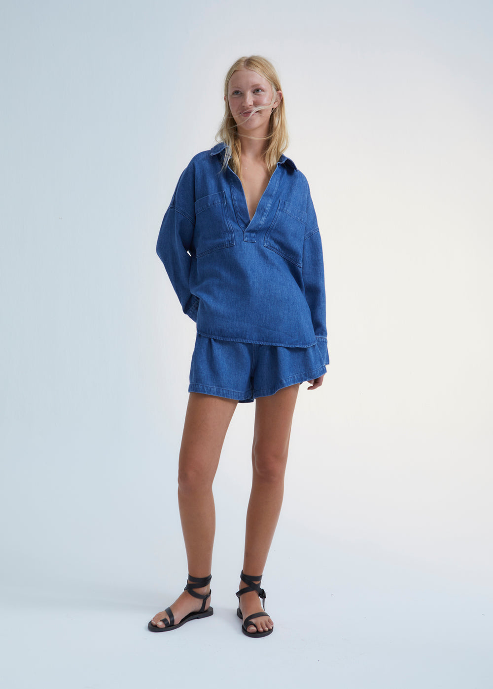 Woodland Denim-Shorts – Blau