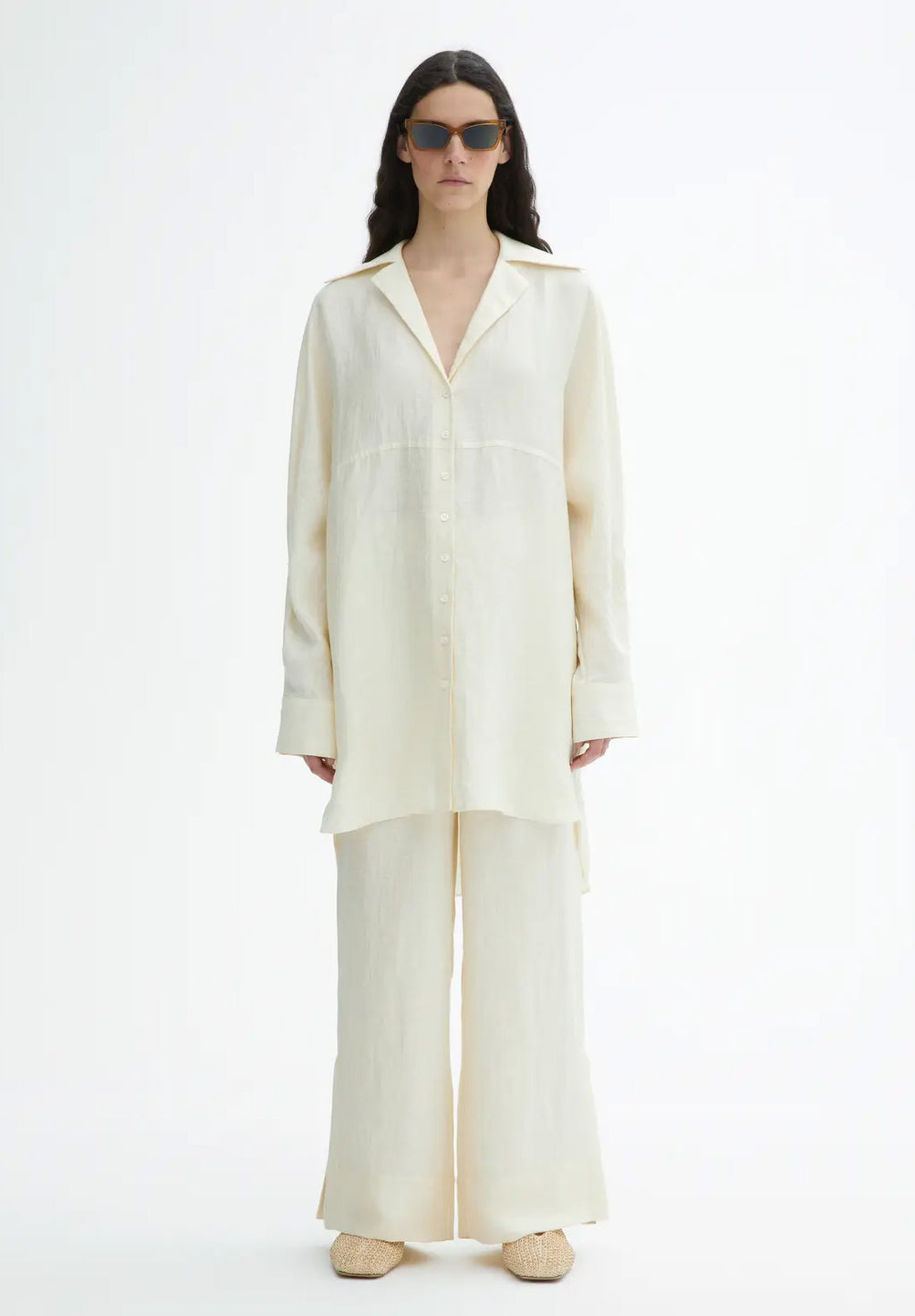 house of dagmar weites weisses leinen shirt