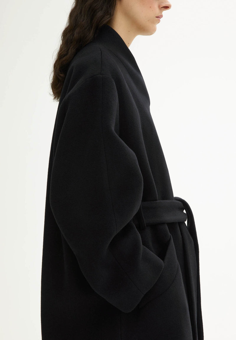 Oversize Belted Coat - black