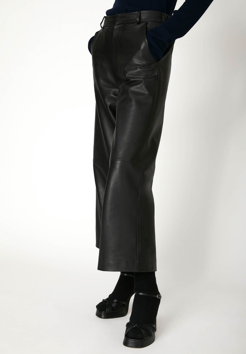 Pantalon en cuir Tadao - noir