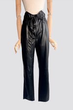 High Waisted Faux Leather Pants - Black