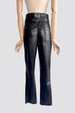 High Waisted Faux Leather Pants - Black