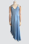 Bias Cut Fringe Denim Dress - Light blue