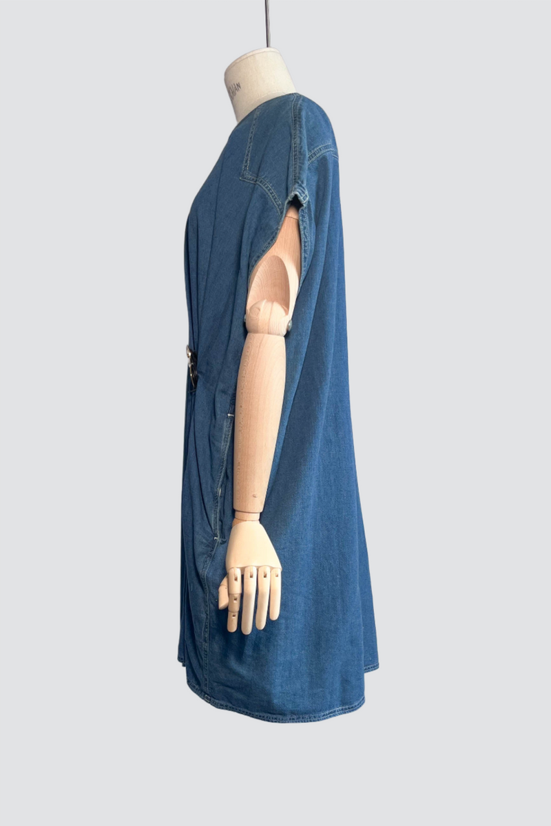 Short Denim Dress - Dark blue