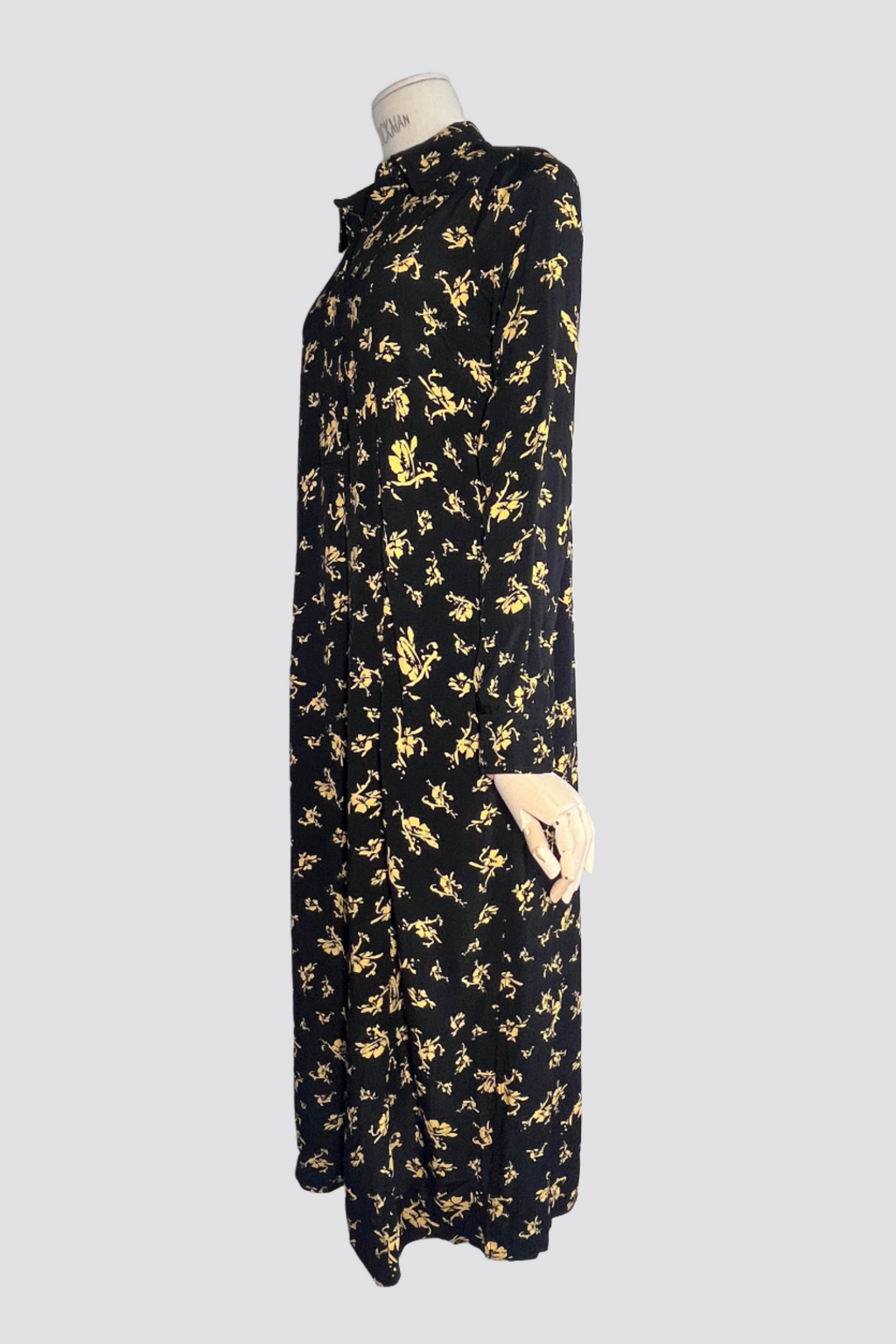 Robe chemise longue - Imprimé noir
