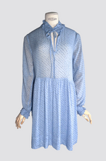 Neck Tie Dress - Blue print
