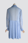 Kleid mit Bindeband - Blauer Aufdruck
