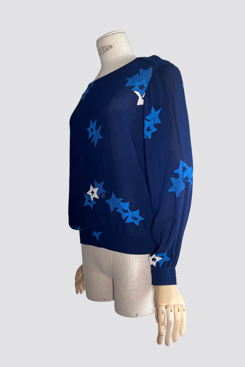 Star Silk Blouse - Blue Print