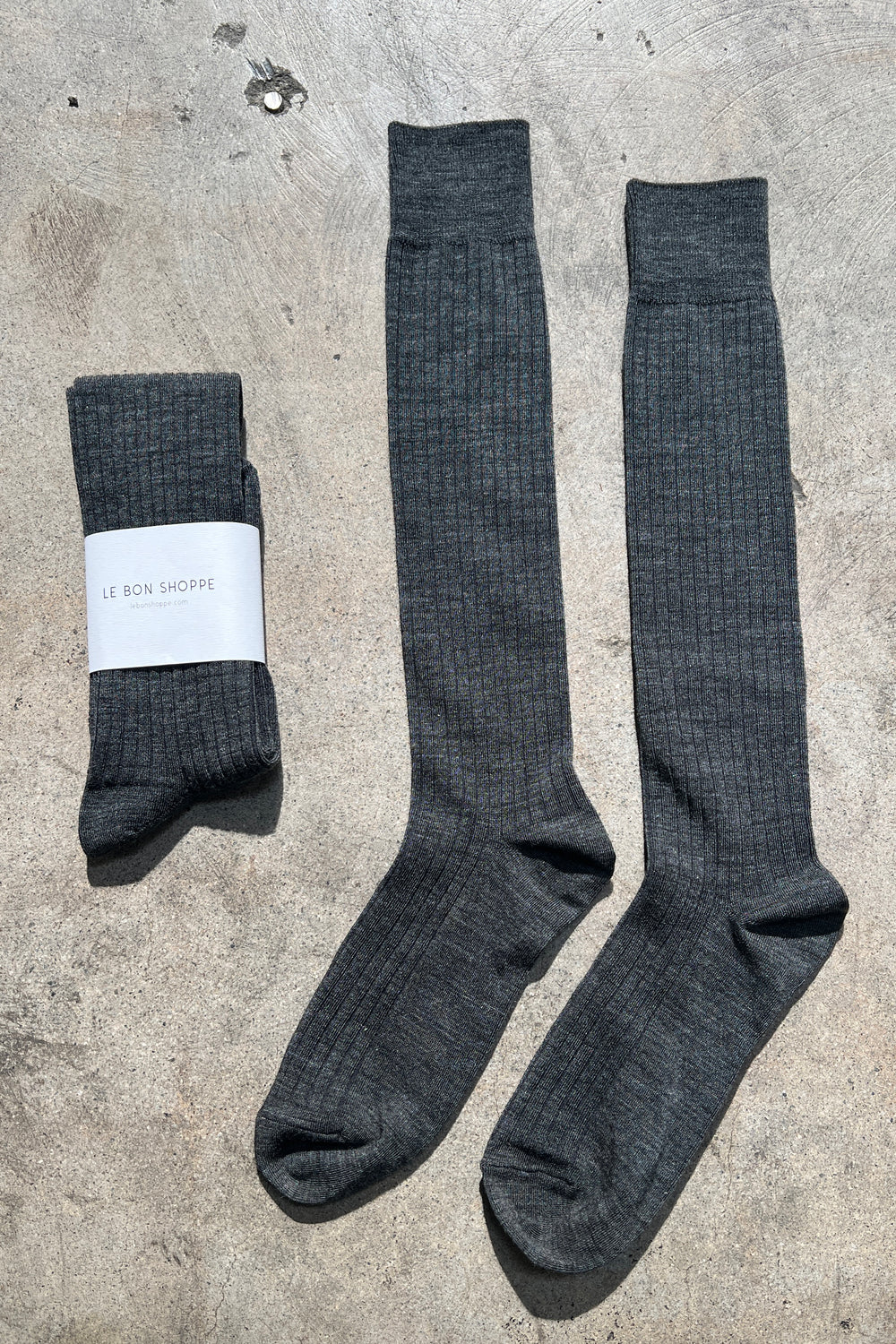 School Girl Socks (Merio Wool Blend) - Charcoal Melange