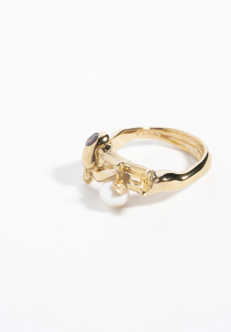 Menage Ring - Gold / Citrin / Granat