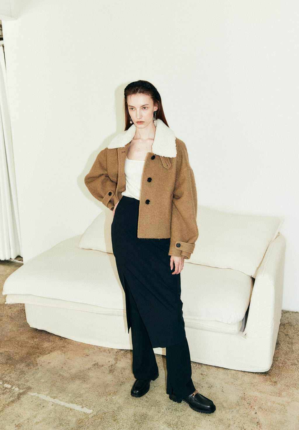 Wool Blend Jacket - khaki beige
