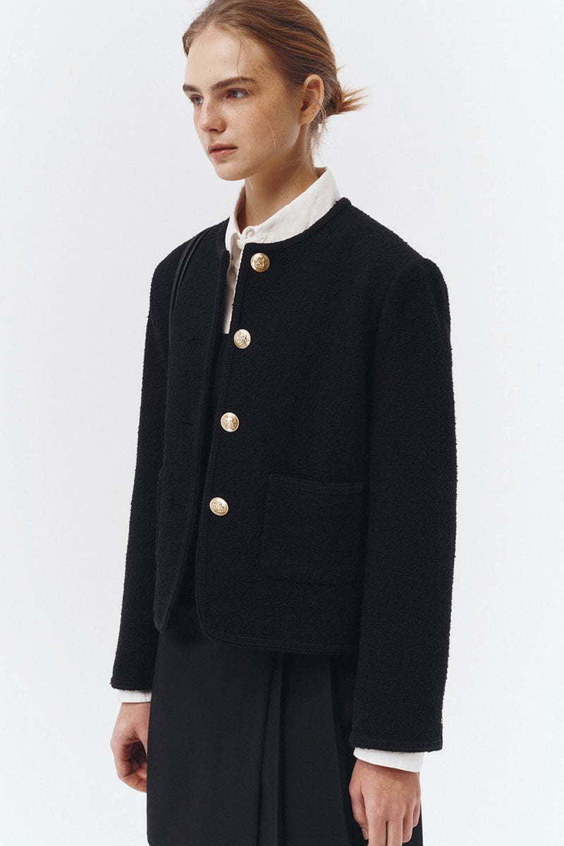 Classic Boucle Tweed Jacket - black