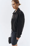 Unisex Italian Lambskin Leather Blouson - black