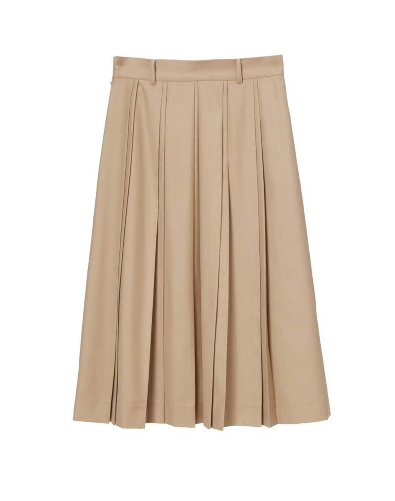 Double Pleats Skirt - beige