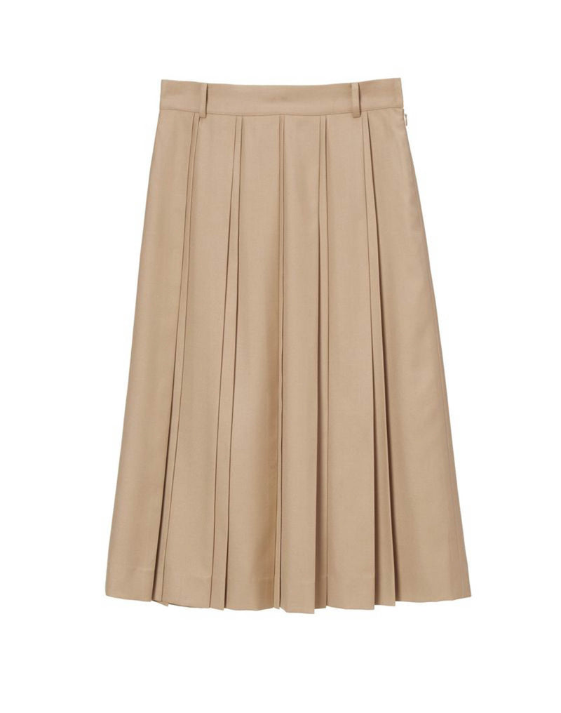 Double Pleats Skirt - beige