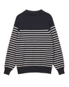 Unisex Striped Half Zip-Up Sweater - french navy