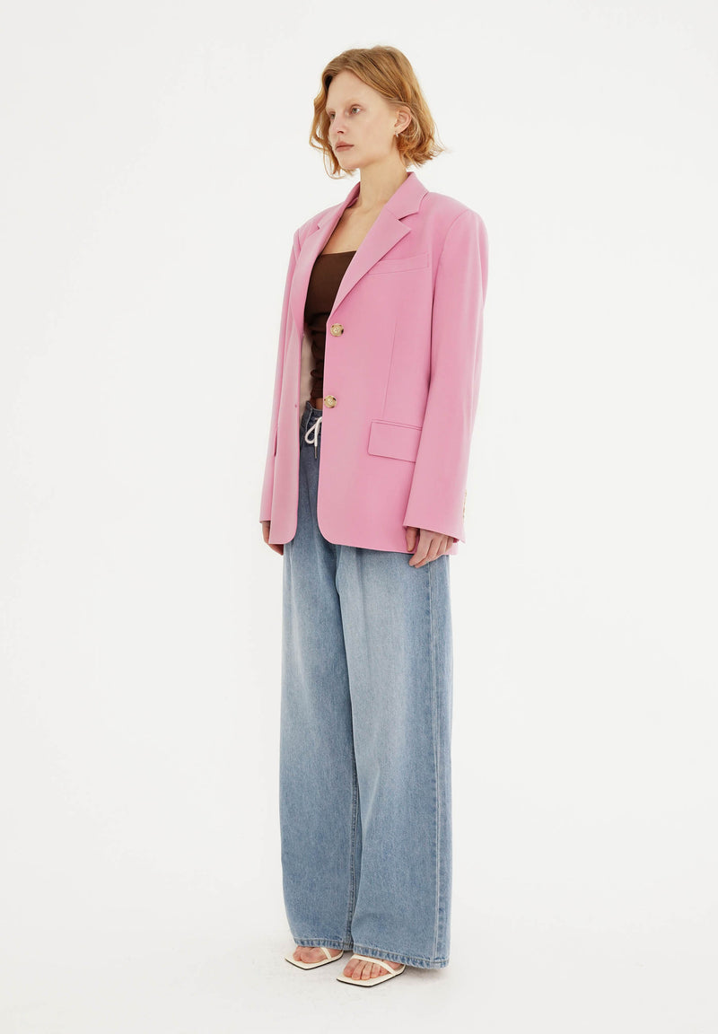 Tuck String Denim Pants - sky blue