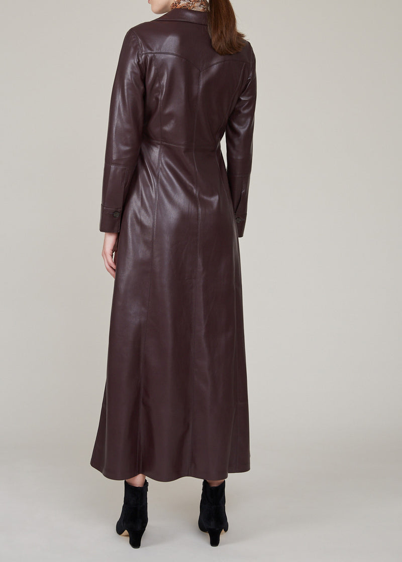 NANUSHKA - Tarot Long Sleeve Tie Front A-Line Dress - Aubergine