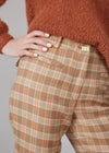 REJINA PYO - Finley pants - twill check camel/orange/green