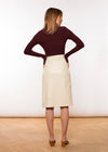 Brenda Wrap Pencil Skirt - Faux Leather - Eggshell