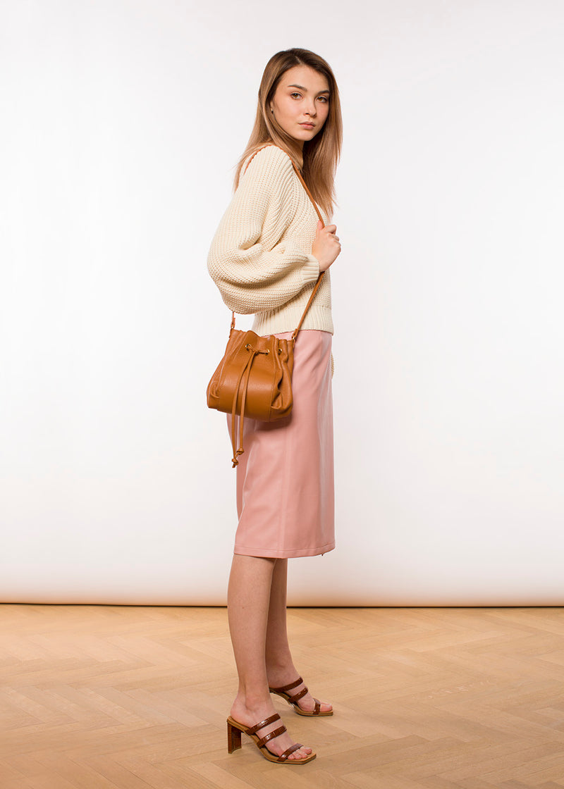 Brenda Wrap Pencil Skirt - Faux Leather - Rose