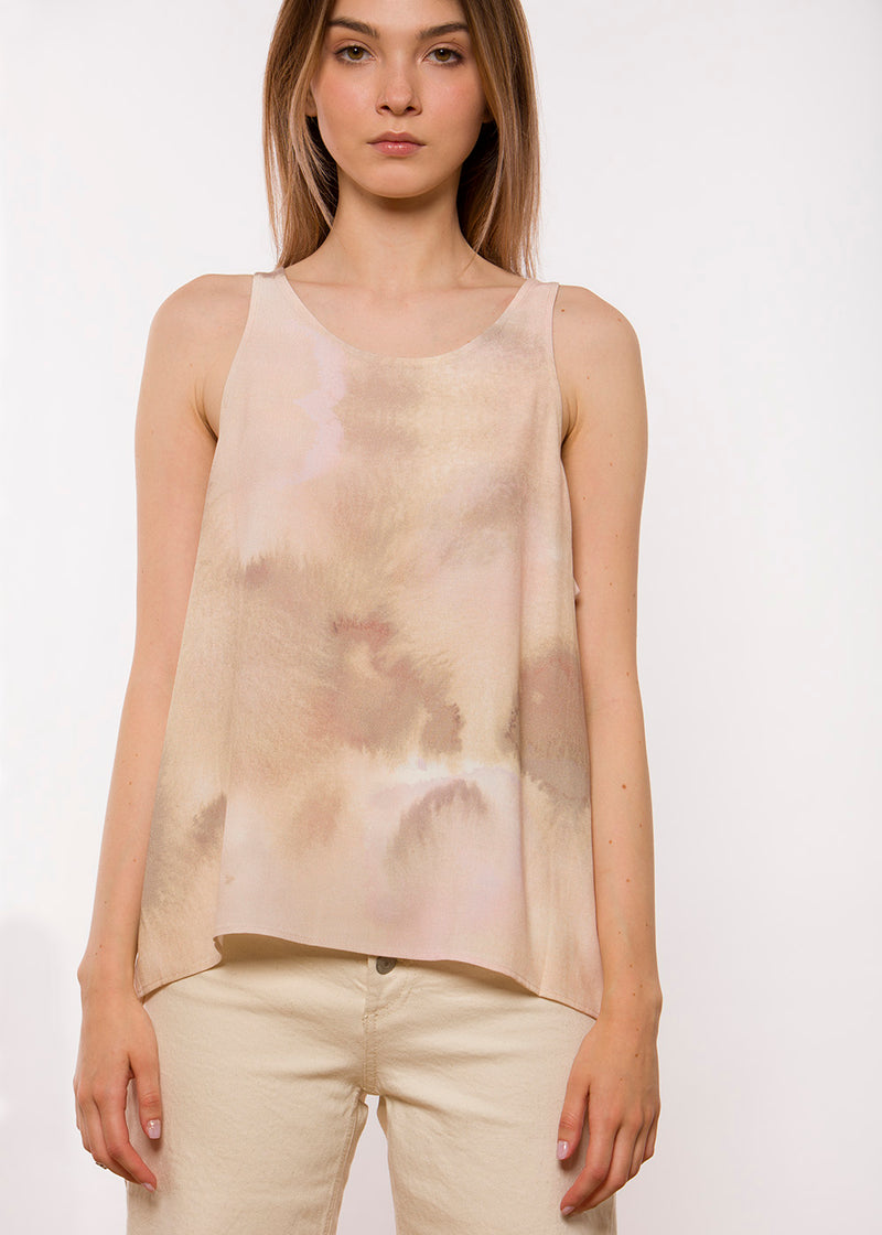 Earlene Tank Top - Aquarelldruck - Blasse Rose