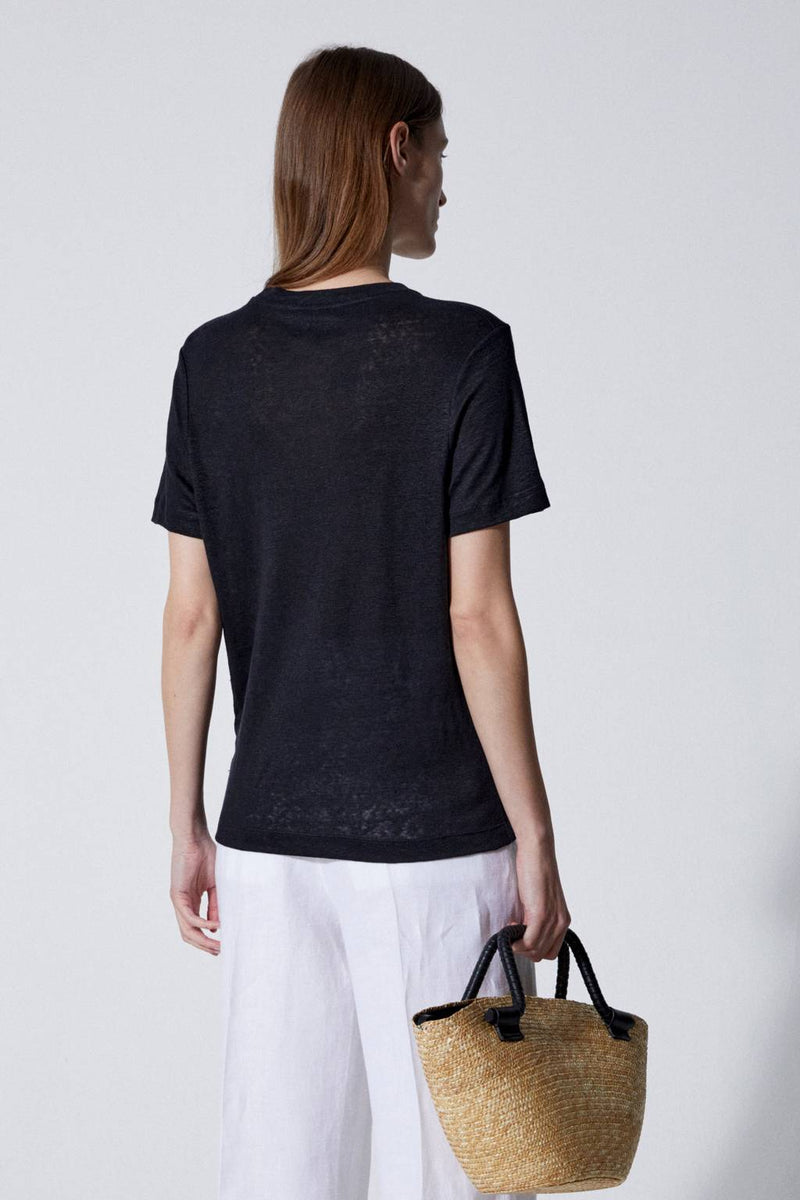 HOUSE OF DAGMAR -  Claudia Top - Black / Leinen T-Shirt