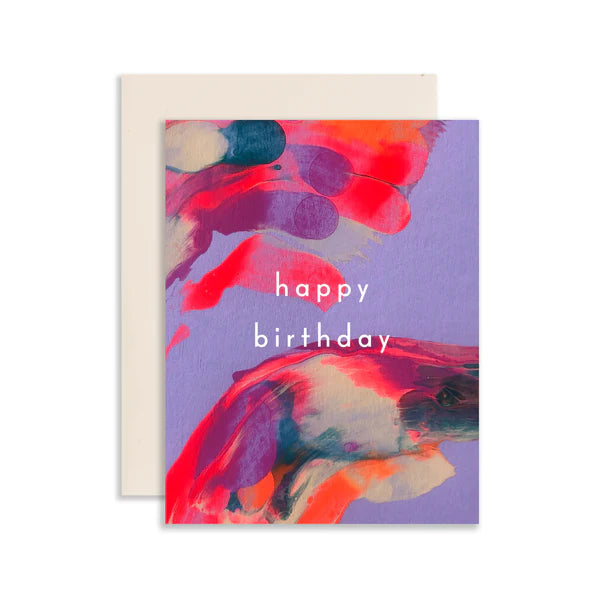 Purple Happy Birthday - Card