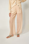 Luna Silk Chiffon Pants - cold champagne