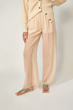 Luna Silk Chiffon Pants - cold champagne