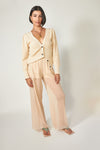 Luna Silk Chiffon Pants - cold champagne