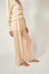 Luna Silk Chiffon Pants - cold champagne