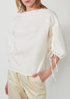 Seersucker Shirring Blouse - white