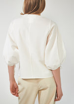 Seersucker Shirring Blouse - white