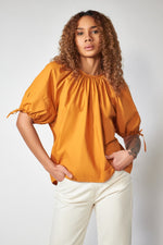 Missing you already bluse Back Pointed Shirring Blouse - orange