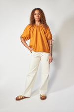 Missing you already bluse Back Pointed Shirring Blouse - orange