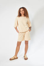 MISSING YOU ALREADY - Cotton Knit Shorts - light beige