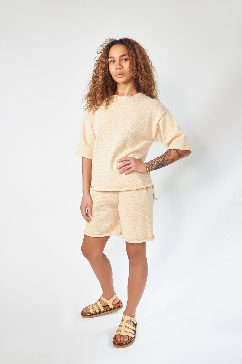 MISSING YOU ALREADY - Cotton Knit Shorts - light beige