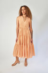 Shirring Tiered Dress - apricot