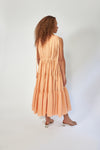 Shirring Tiered Dress - apricot