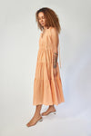 Shirring Tiered Dress - apricot