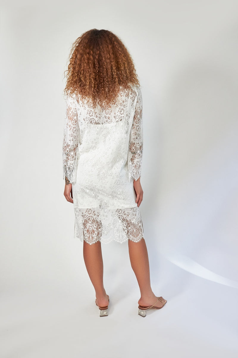 ROSEANNA Monza Guipure Dress - white lace