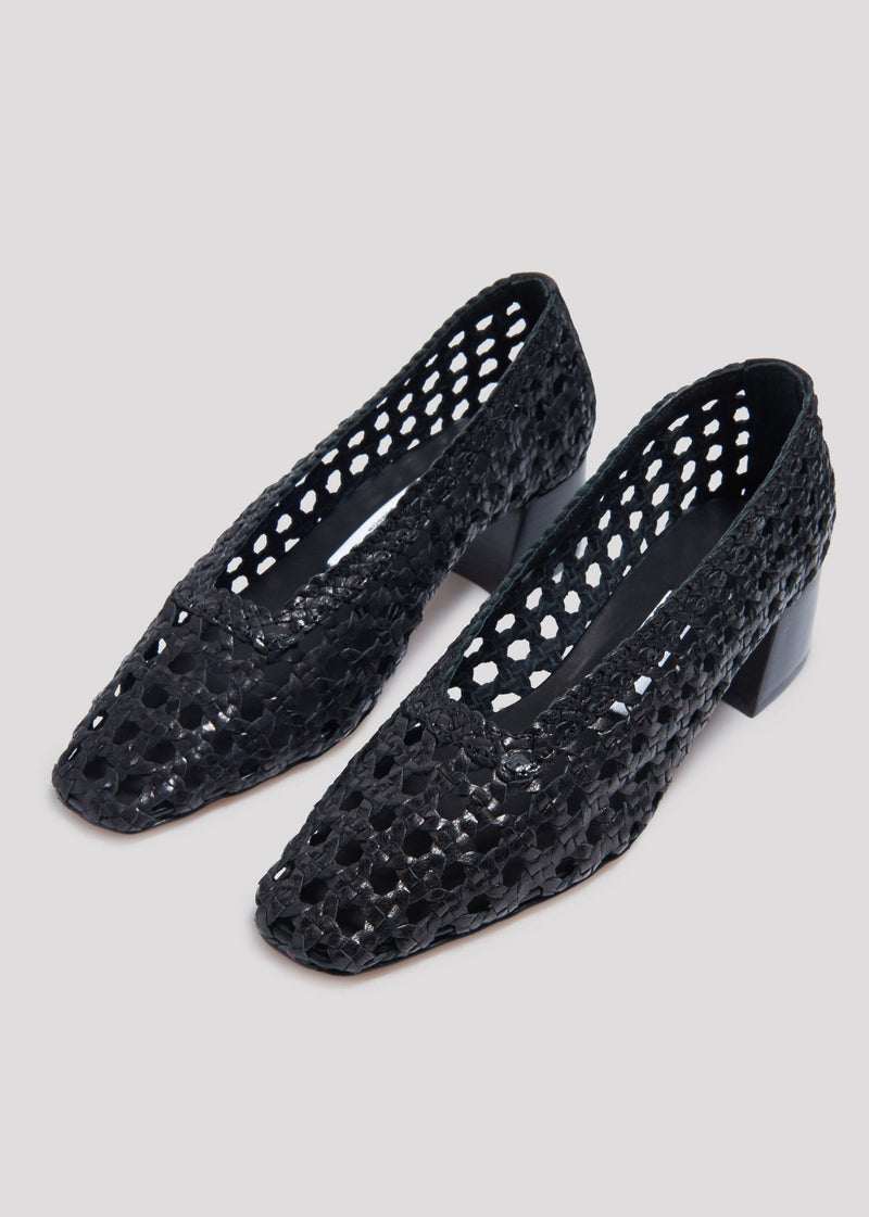 MIISTA - Taissa Black Woven Leather Heels