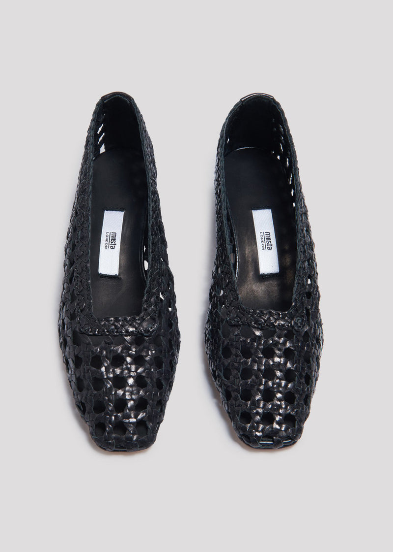 MIISTA - Taissa Black Woven Leather Heels