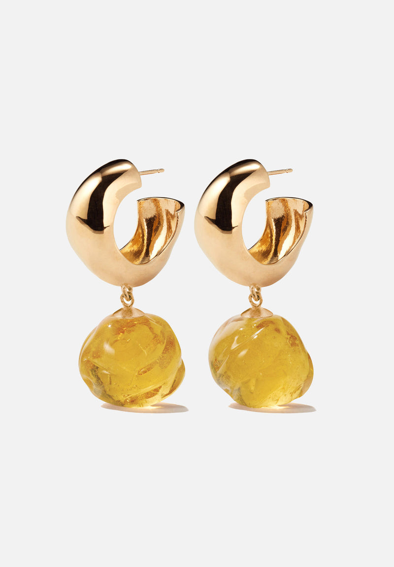 Small Cleo Earrings - Gold Vermeil / Glass - yellow
