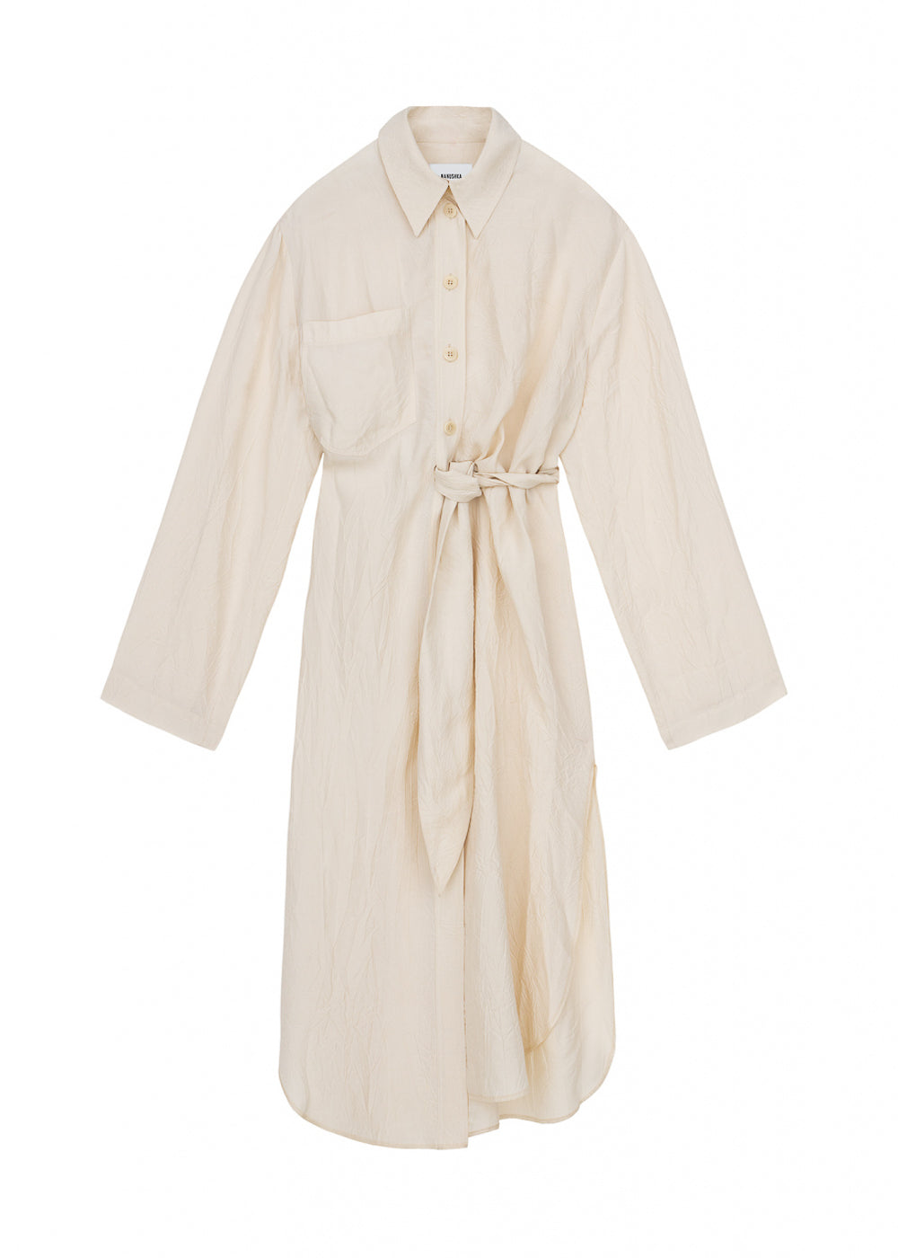 Mona twist tie asymmetric shirt dress - creme