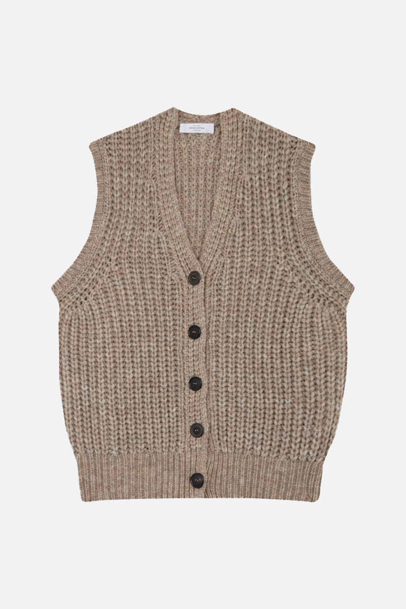 Slice Ribs Vest - Ecru flamme